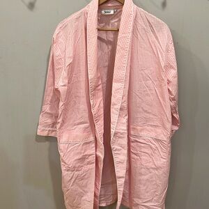 Sleepy Jones pink‎ and white gingham robe size large